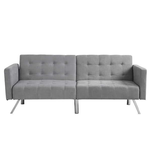 English Elm Sofa Convertible Linen Sofa Bed with Split-Back Recline, 3 Positions, Breathable Comfort for Small Spaces LIGHT GREY 41.3 L x 34.7 W x 8.2 H W2297S00006