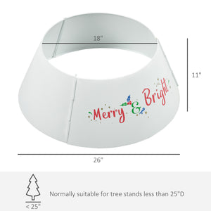 English Elm HOMCOM Cream White 26" Christmas Tree Collar Ring – Metal Stand Cover, Pet-Safe, Wrinkle-Free Decor W2225P173952
