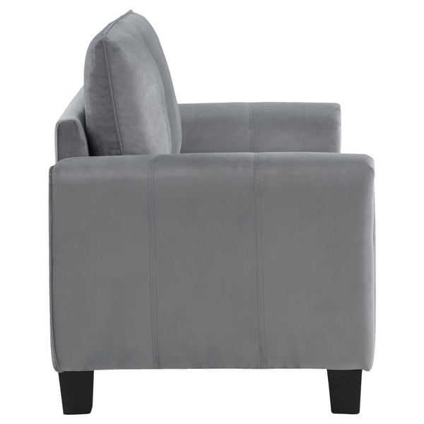 English Elm Dixon Grey Upholstered 3-Piece Sofa Set with Plush Cushions, Rounded Arms & Vertical Stitching Accent (Modern Living) B062S01127