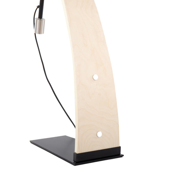English Elm Floor Lamp with Organic Wood Base and Linen Shade for Farmhouse Living Spaces B202S02142