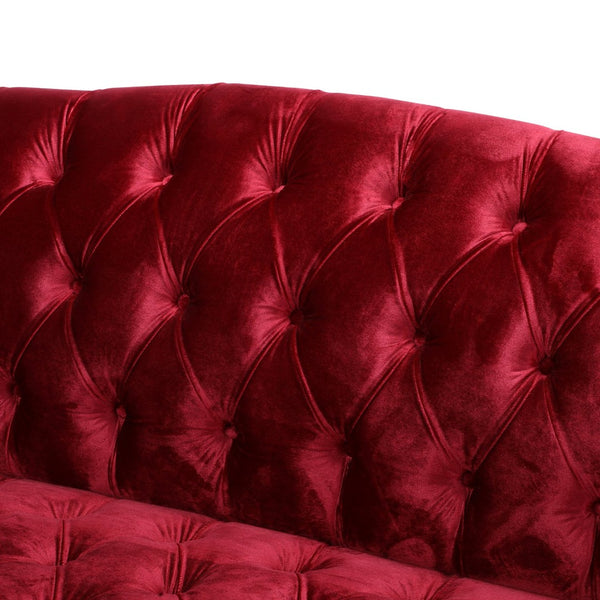 English Elm Comfy Hi-back Three Seat Sofa with Tufted Pu Upholstery and Tapered Birch Legs N760P178601R