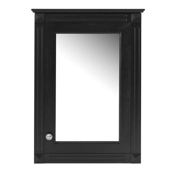 English Elm 20" Medicine Cabinet with Mirror — Space-Saving Wall-Mounted Bathroom Storage with Adjustable Shelf, Modern Carved Design Black N710P317680B
