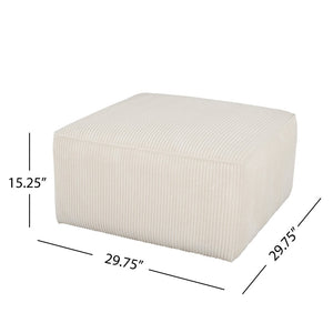 English Elm Upholstered Corduroy Square Ottoman Plywood Frame Sectional Footrest for Living Room Beige N757P414087I