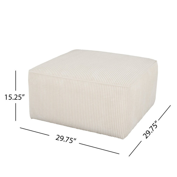 English Elm Upholstered Corduroy Square Ottoman Plywood Frame Sectional Footrest for Living Room Beige N757P414087I