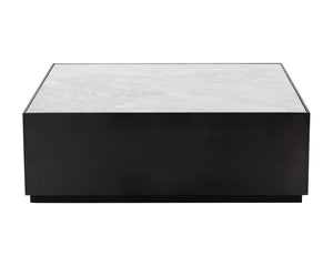 Sunpan Selah Coffee Table: Elegant White Carrara Marble Top & Black Steel Frame for Modern Living Spaces