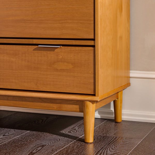 30" Solid Wood 6-Drawer Chest with Gallery BR6DRLEEDRCA-T Caramel BR6DRLEEDRCA-T Walker Edison