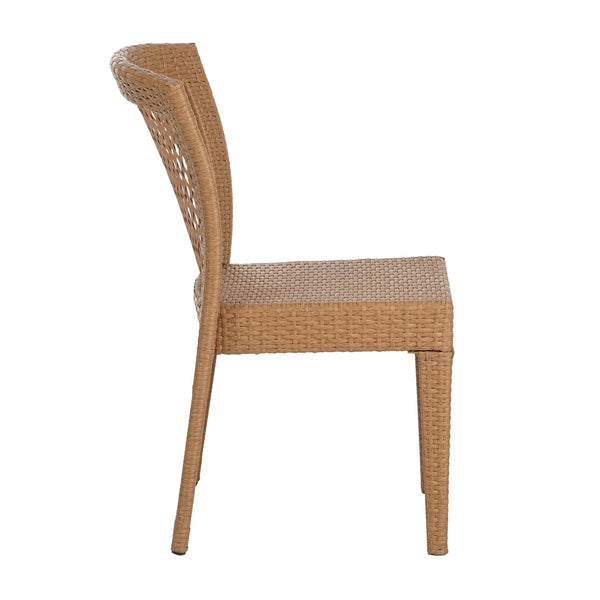 English Elm Christopher Knight Home® - FARLEY Rattan Stacking Sidechair Set of 2 — Durable 300 lb Capacity, Beige Woven Design, Easy Assembly Light Brown N762P234585A