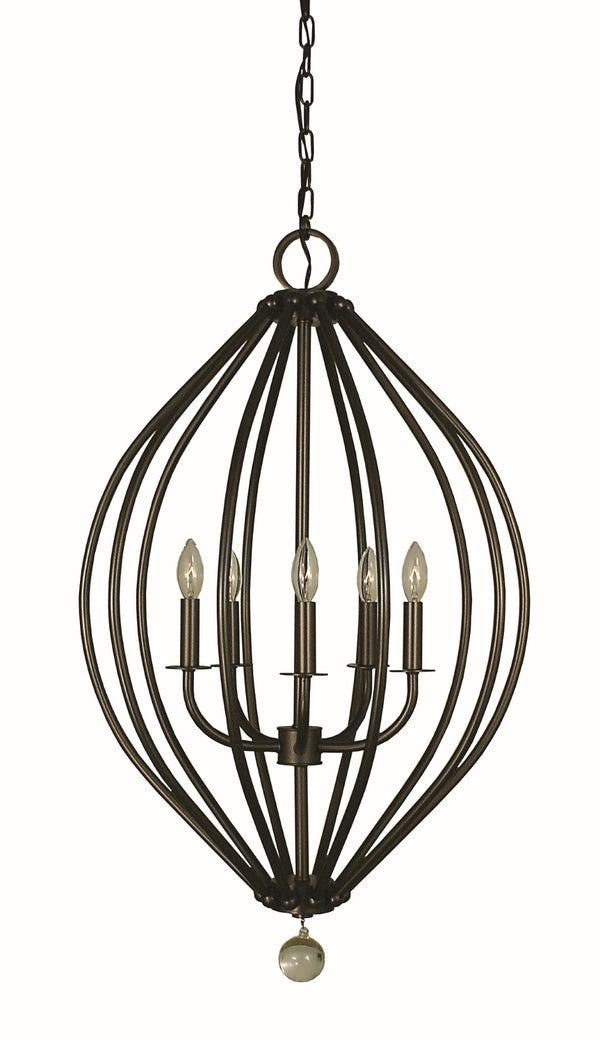 Framburg 5-light Elegant Chandelier With Crystal Accents For Casual And Formal Decor - Made In The Usa Mahogany Bronze Metal 4345 Mb