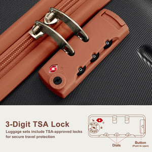 English Elm Premium Abs Hardshell 3 Piece Suitcase Set with Tsa Locks and Spinner Wheels Black+Brown N726P296022A