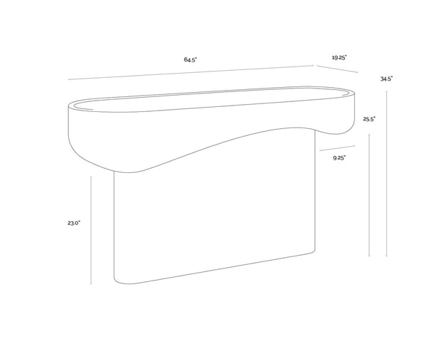 Sunpan ORESTE Console Table - Sculptural Design with Concrete Finish, Versatile for Indoor & Outdoor Spaces 112215