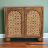 English Elm Solid Wood Rattan Ball Cabinet