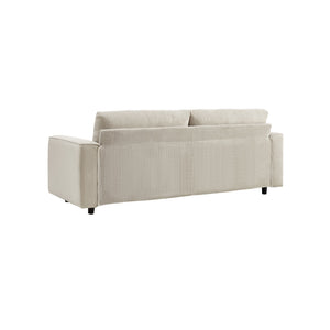 English Elm Modern Minimalist Corduroy Sectional Sofa Set - Soft Beige Fabric With Black Legs For Stylish Comfort B347S00006