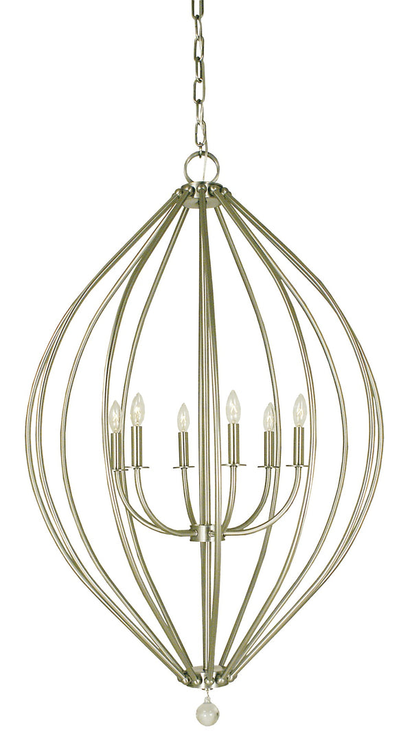 Framburg 6-light Chandelier With Crystal Accents - Elegant Design For Casual To Formal Spaces, Made In Usa Brushed Nickel Metal 4346 Bn