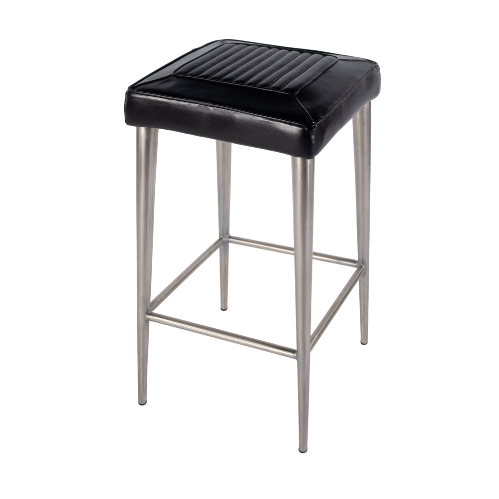 Butler Specialty Maxwell Vintage-inspired Leather Bar Stool: Rustic Metal & Elegant Design For Kitchen Or Pub Décor Black Iron,Goat Leather,Foam,Engineered Wood 4346034-butler