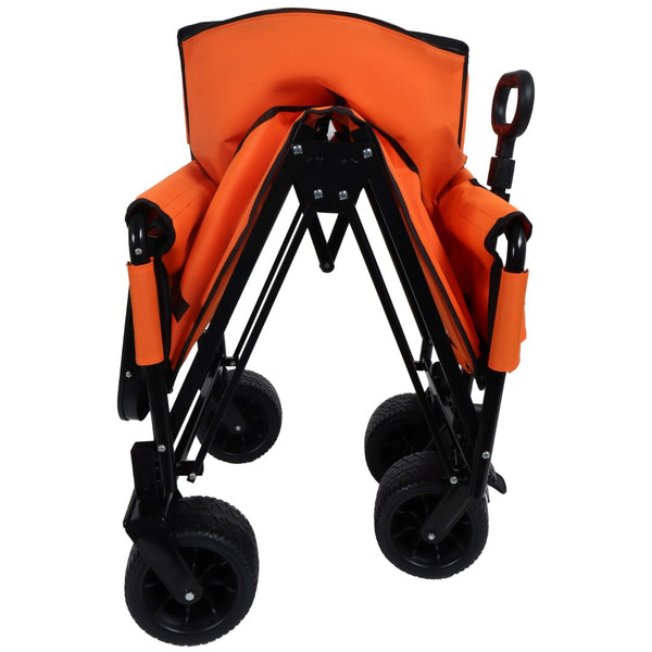 English Elm 3-in-1 Convertible Utility Wagon with Folding Tabletop Bench Seat All-terrain Wheels Orange W2932P320639