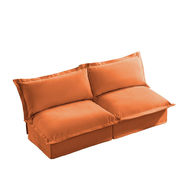 English Elm Streamlined Velvet Modular L-shape Sectional Sofa with Cloud Foam and French Piping Orange W3041S00132