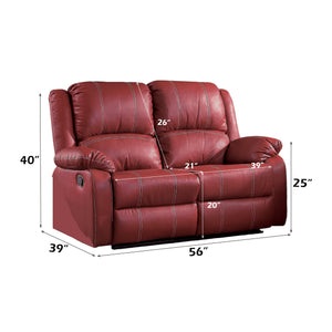 English Elm Zuriel Red Faux Leather Motion Loveseat with Pocket Coil Seats, Reclining Comfort & Pillow Arms B2726P285313