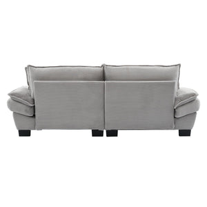 English Elm Corduroy Modern Sofa Sleeper Loveseat with Double-Layer Cushions, Two Pillows, Sturdy Frame 84" LIGHT GREY W676P227345
