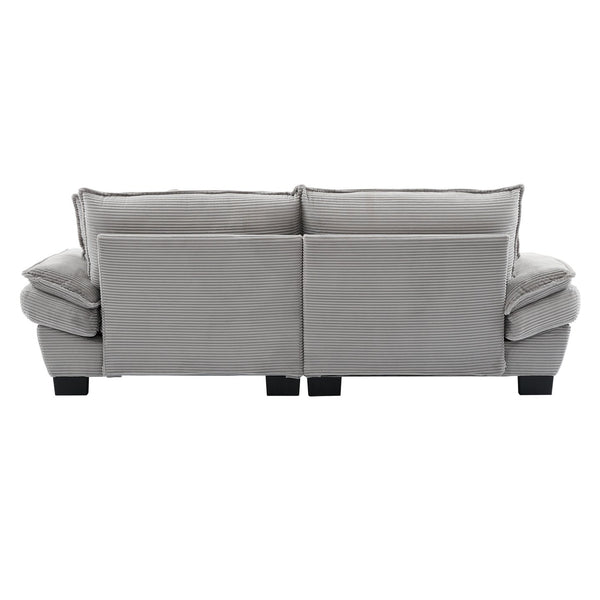 English Elm Corduroy Modern Sofa Sleeper Loveseat with Double-Layer Cushions, Two Pillows, Sturdy Frame 84" LIGHT GREY W676P227345