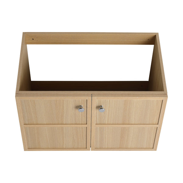 English Elm 30" Modern Wall-Mounted Bathroom Vanity Cabinet, Oak Plywood Finish, 2 Soft-Close Doors, Hardware Included W1972P265284