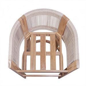 English Elm Christopher Knight Home® - Matera Teak & Beige Barstool Set of 2 – Acacia Wood, Rope Cording, Wraparound Back for Outdoor/Indoor seating N775P255942T