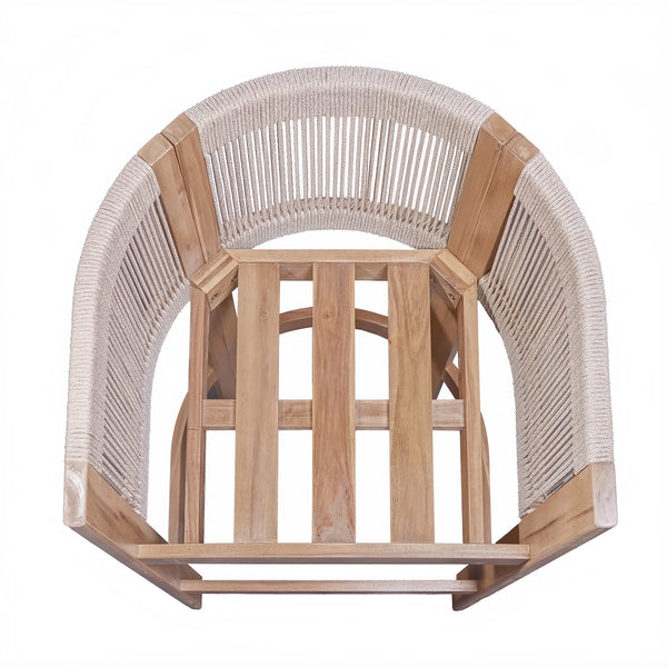 English Elm Christopher Knight Home® - Matera Teak & Beige Barstool Set of 2 – Acacia Wood, Rope Cording, Wraparound Back for Outdoor/Indoor seating N775P255942T
