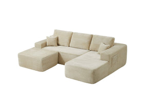 English Elm 104''cloud Modular U-shaped Sectional Plush Corduroy Deep Seat Sofa for Living Room W3975S00030