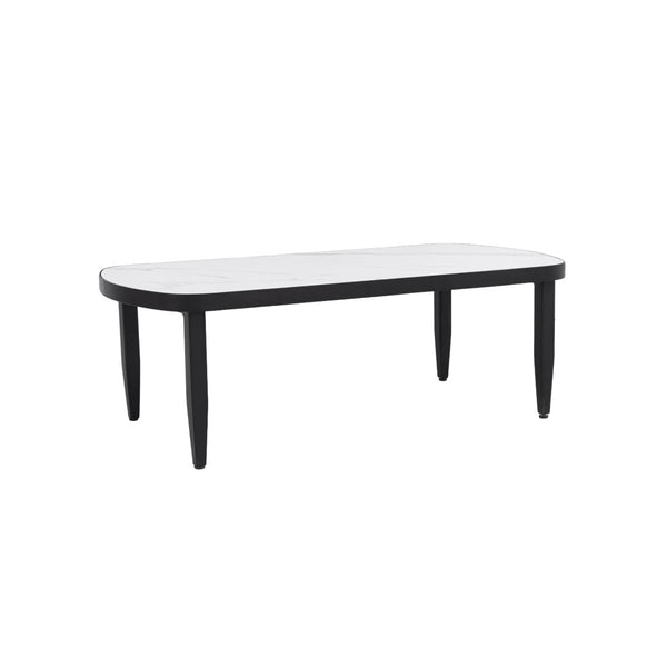 English Elm Modern Sintered Stone Arc Outdoor Coffee Table with Rust-free Aluminum Patio Base W1886P428286
