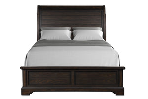 English Elm King Mahogany Sleigh Bed Solid Wood & Elm Veneer King Size Frame, Pine Reinforced, Traditional Finish, Durable Elegance B2699S00051