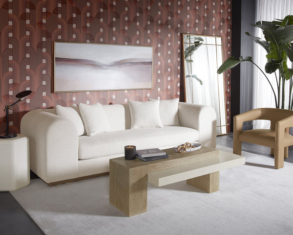 Sunpan Herriot Contemporary Coffee Table with Unique Timber Effect and Striking Concrete Design for Any Space Light Brown / Summer Sand
