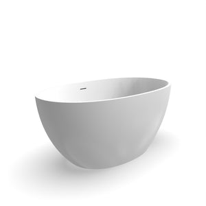 English Elm 55 Inch Freestanding Solid Surface Soaking Tub Matte White Ergonomic Bathtub W1613P351366