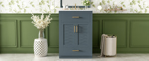English Elm 24" Stylish Blue Bathroom Vanity With Ceramic Sink, 2 Storage Doors & Tip-Out Drawer For Organization N710P341037C