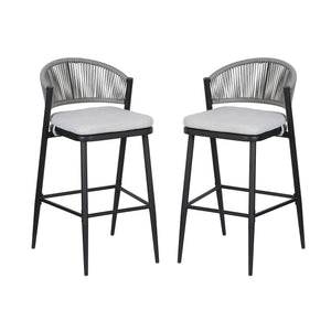 English Elm Christopher Knight Home® - Outdoor 30.25" Barstool Set Of 2 - Stylish Metal Frame & Pe Rattan Backrest For Patio Comfort N772P245120B