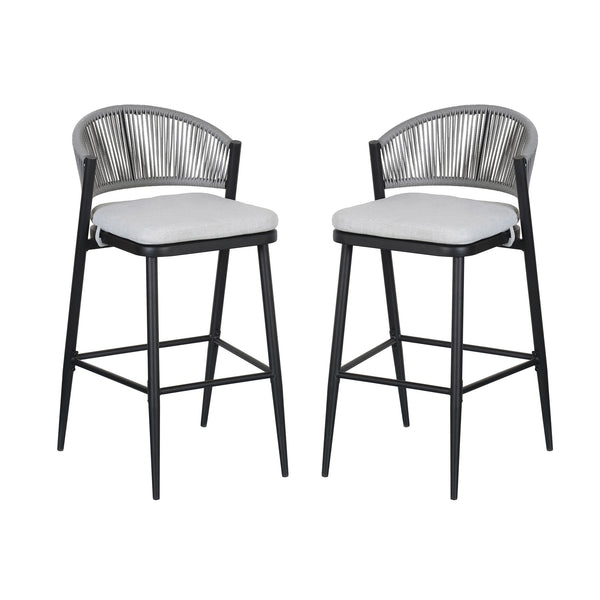 English Elm Christopher Knight Home® - Outdoor 30.25" Barstool Set Of 2 - Stylish Metal Frame & Pe Rattan Backrest For Patio Comfort N772P245120B