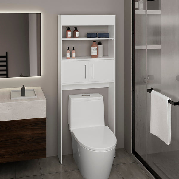 English Elm Madrid Over-The-Toilet Cabinet White - Space-Saving MDF Double-Door Storage with Two Adjustable Shelves, Modern Design, Easy Assembly B200P286971
