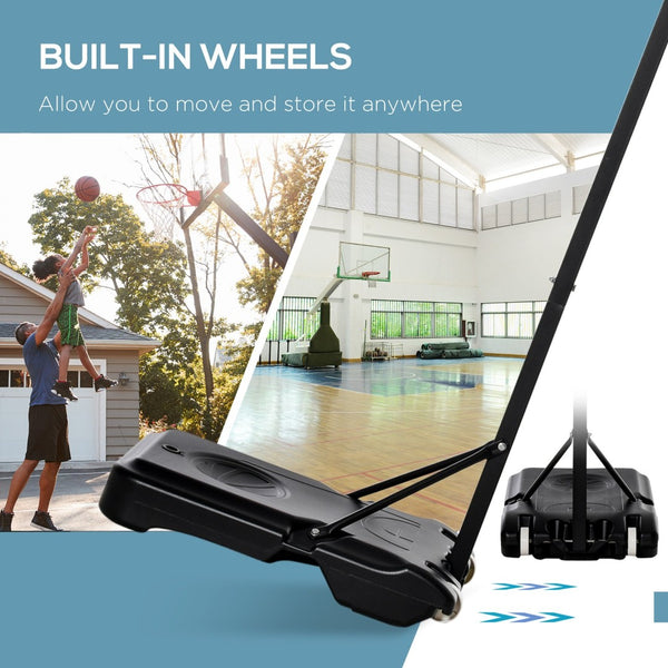 English Elm Basketball Hoop Portable Pool Stand with Adjustable Pole Weighted Rolling Base Outdoor T3971P384121