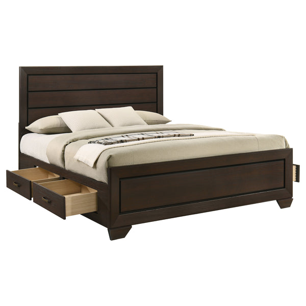 English Elm Ridgeview Dark Cocoa King Storage Panel Bed with Built-In Drawers, Slatted Ventilation & Modern Grain Finish B062S00689