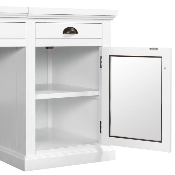 English Elm 67" White Executive Desk with Cabinet Storage Drawers and Usb Ports for Home Office N751S415499K
