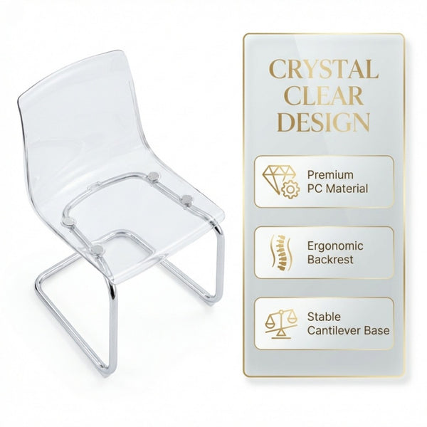 English Elm Transparent Polycarbonate Dining Chair Set of 4 with Arched Steel Frame Modern Style W2920P411151
