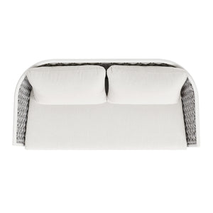English Elm Jennifer Taylor Home - Rowan 63.5" Rope Barrel Back Loveseat Sofa - Optic White Acrylic, Weatherproof, Removable Cushions, Aluminum Frame B2719P245981