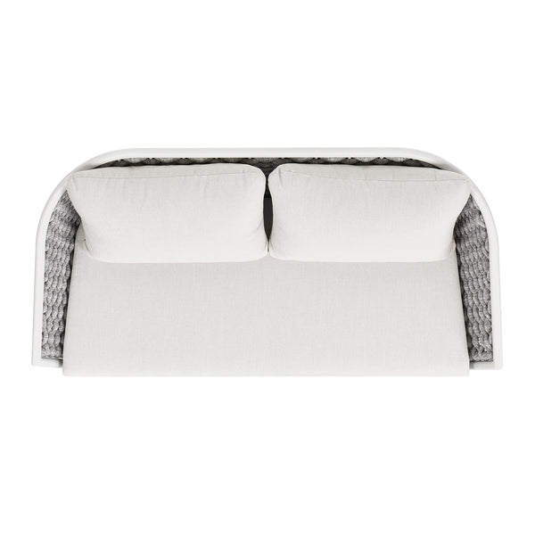 English Elm Jennifer Taylor Home - Rowan 63.5" Rope Barrel Back Loveseat Sofa - Optic White Acrylic, Weatherproof, Removable Cushions, Aluminum Frame B2719P245981