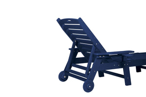 English Elm Lounge Chair Set: Oversized Navy Blue Chaise With Side Table, 5 Adjustable Positions & Wheels W2103P254653