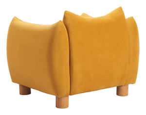 Zuo Modern Meia Accent Chair Mustard - Stylish Modern Design, High-quality Polyester, Perfect For Any Space! Yellow 100% Polyester,Plywood,Ash Wood 110476-zuo-modern