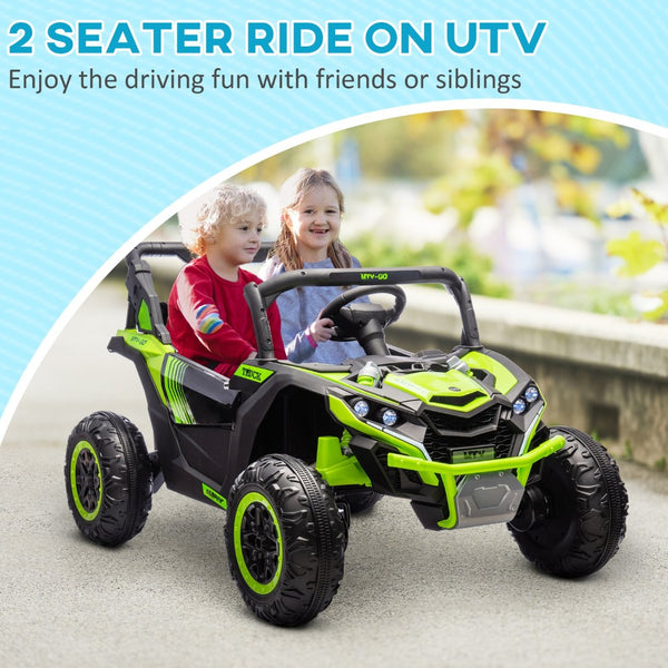 English Elm Aosom 12v Electric Kids Ride on Utv with Remote Control Suspension and Music System Green W2225P229516
