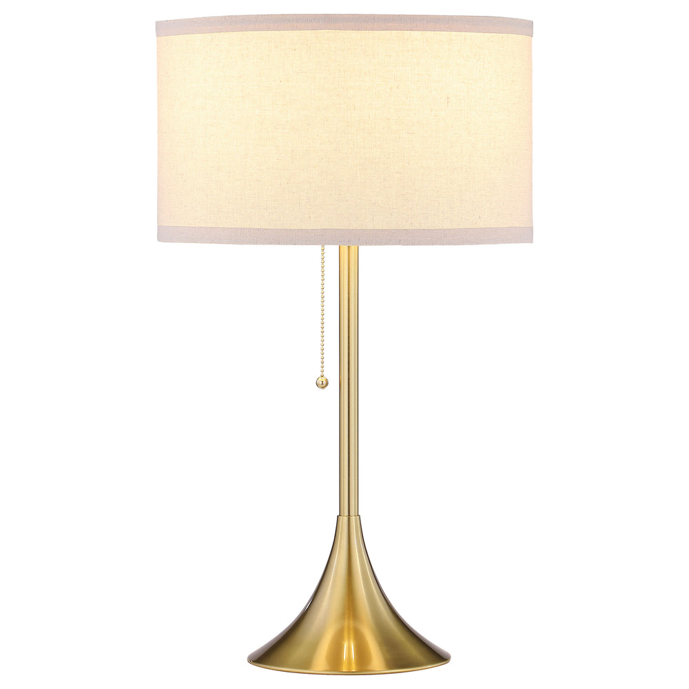 English Elm Bellflower Gold 24-Inch Contemporary Drum Shade Table Lamp For Elegant Ambient Lighting & Style B062P299853