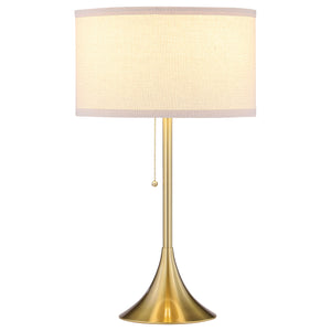 English Elm Bellflower Gold 24-Inch Contemporary Drum Shade Table Lamp For Elegant Ambient Lighting & Style B062P299853