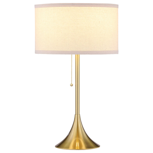 English Elm Bellflower Gold 24-Inch Contemporary Drum Shade Table Lamp For Elegant Ambient Lighting & Style B062P299853
