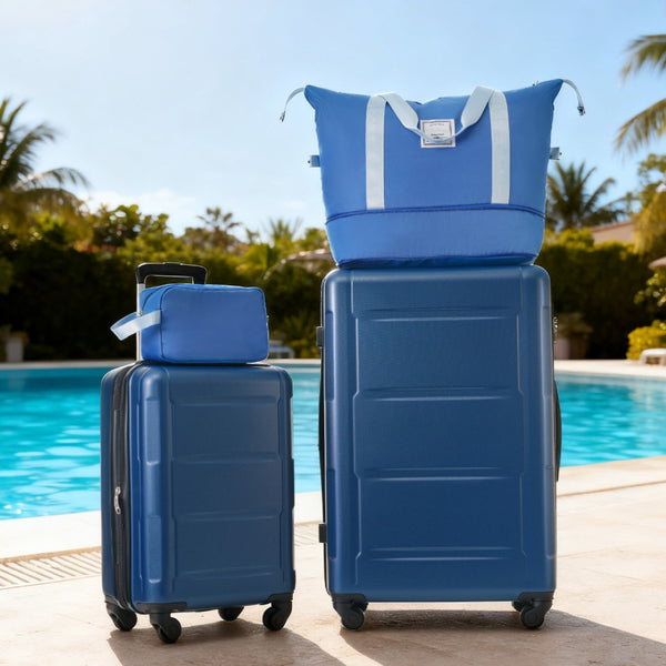 English Elm 2 Piece Abs Hard Shell Spinner Luggage Set with Tsa Lock Expandable Suitcases Blue N732P198745C