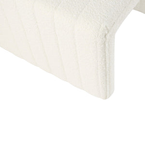 English Elm Ada Channel Tufted Faux Leather Footstool Ottoman Mid-century Square Accent Seat Cream B056P412629