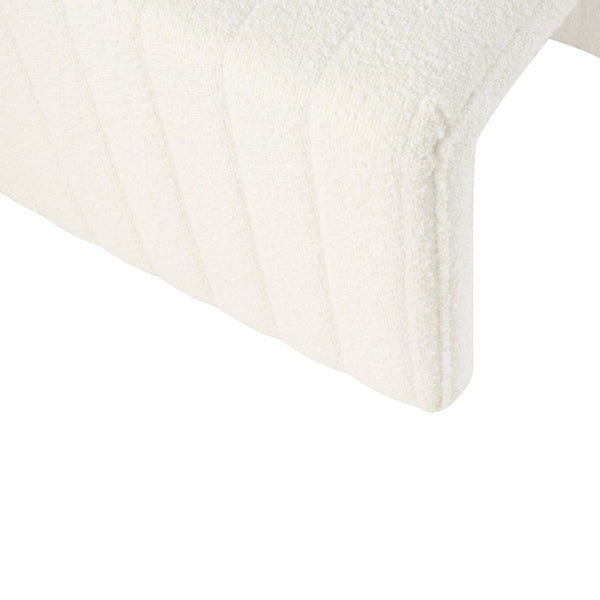 English Elm Ada Channel Tufted Faux Leather Footstool Ottoman Mid-century Square Accent Seat Cream B056P412629